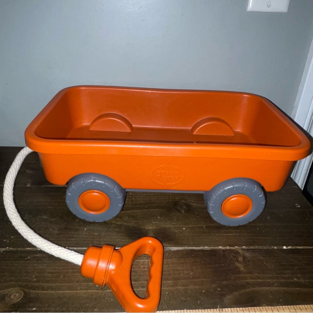 Green Toys Orange Wagon toddler toy sized for dolls plush etc